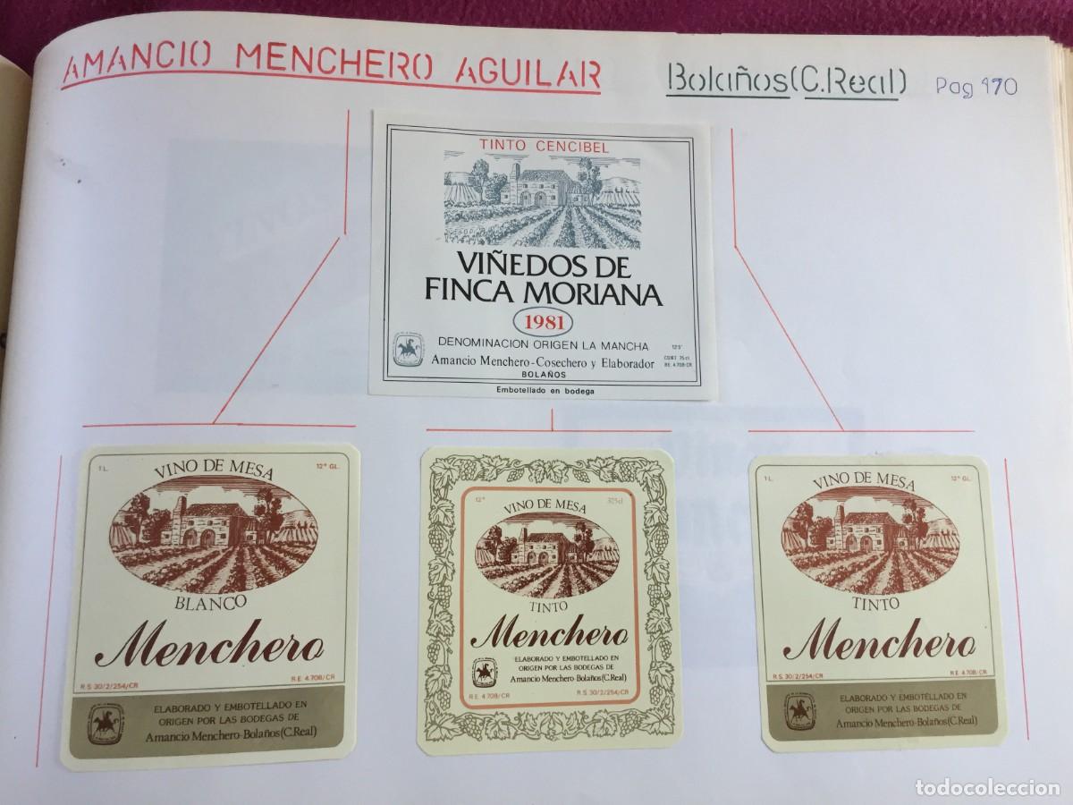 Etiquetas antiguas: 4 ETIQUETAS DE VINO TINTO MENCHERO DE AMANCIO MENCHERO AGUILAR DE BOLA&Ntilde;OS (CIUDAD REAL) - EN 1 HOJA