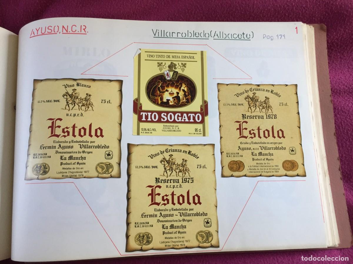 Etiquetas antiguas: 13 ETIQUETAS DE VINO TINTO ESTOLA - AYUSO ... DE AYUSO N.C.R DE VILLARROBLEDO (ALBACETE) - EN 1 HOJA