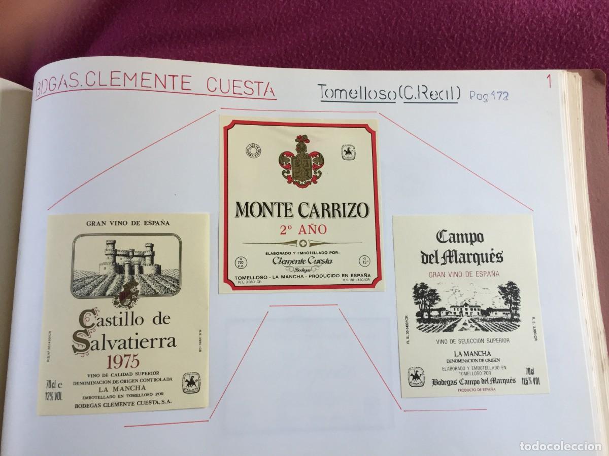 Etiquetas antiguas: 7 ETIQUETAS DE VINO TINTO MONTE CARRIZO ... DE CLEMENTE CUESTA DE TOMELLOSO (CIUDAD REAL) EN 2 HOJAS