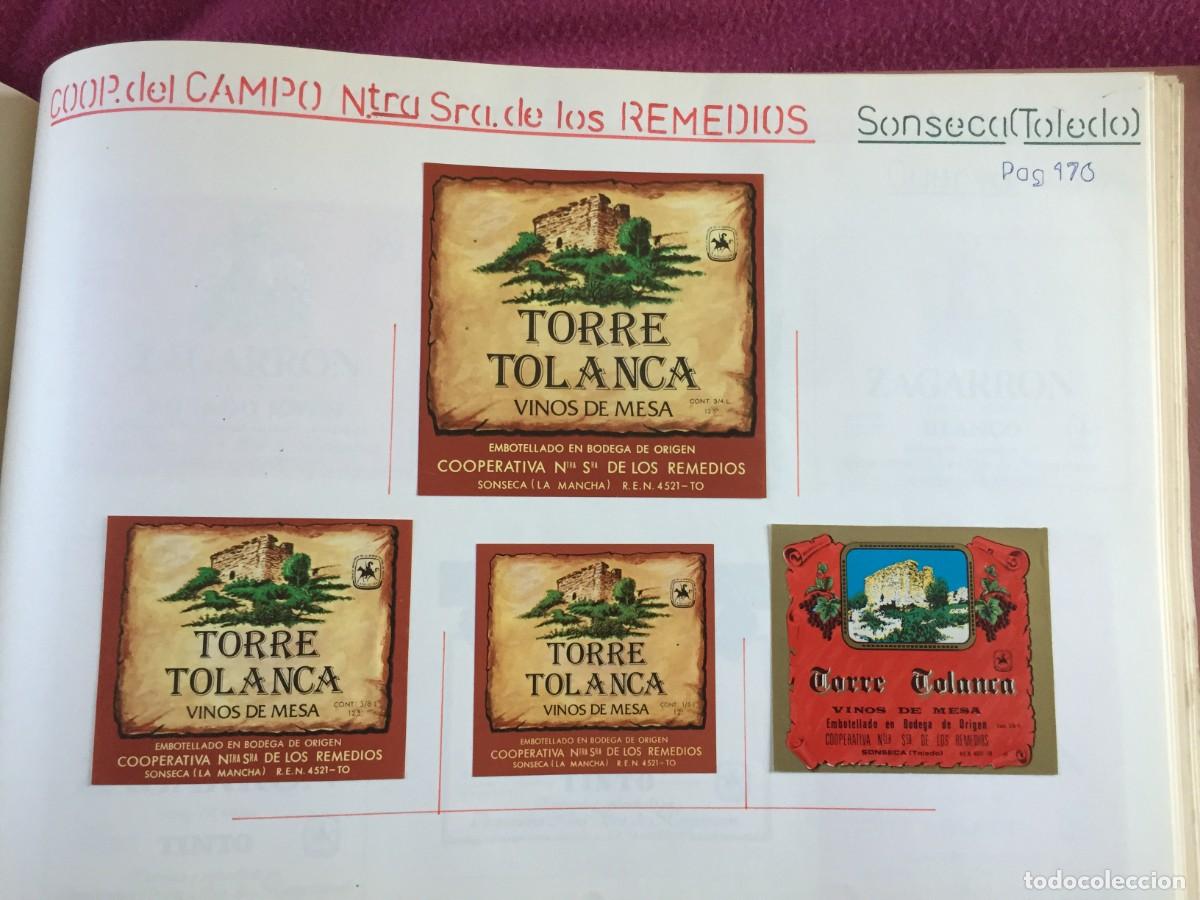 Etiquetas antiguas: 4 ETIQUETAS DE VINO TINTO TORRE TOLANCA DE COOP. N&ordf; SE&Ntilde;ORA REMEDIOS DE SONSECA (TOLEDO) - EN 1 HOJA