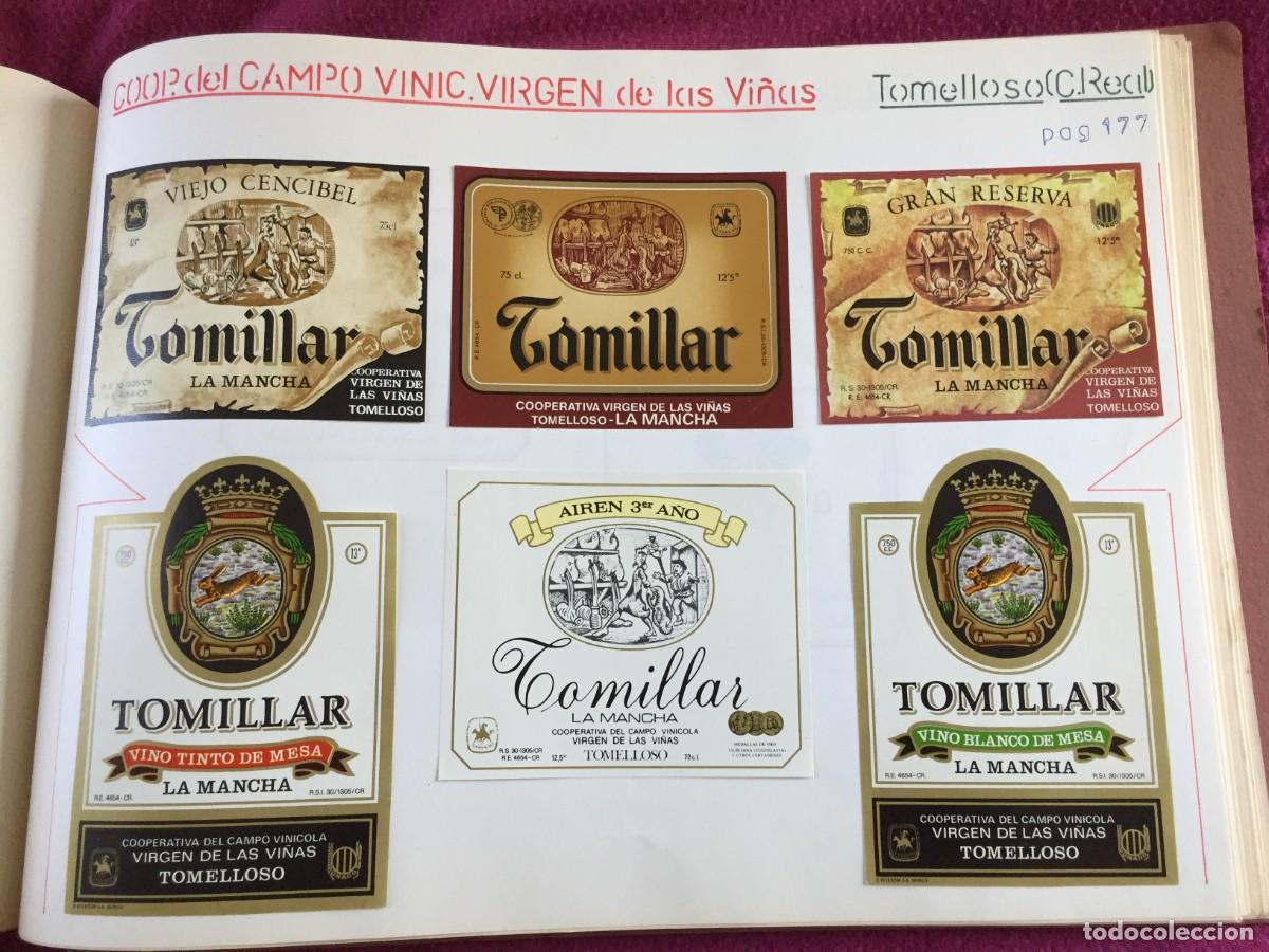 Etiquetas antiguas: 6 ETIQUETAS DE VINO TINTO TOMILLAR DE CP. VIRGEN DE LAS VI&Ntilde;AS DE TOMELLOSO (CIUDAD REAL) - EN 1 HOJA