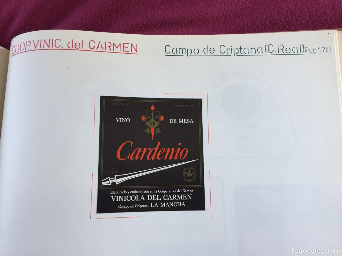 Etiquetas antiguas: 1 ETIQUETA DE VINO TINTO CARDENIO DE COOP. DEL CARMEN DE CAMPO DE CRIPTANA (CIUDAD REAL) - EN 1 HOJA