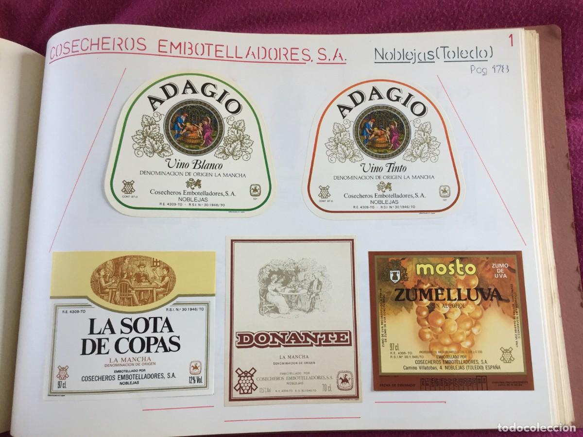 Etiquetas antiguas: 10 ETIQUETAS DE VINO TINTO ADAGIO DE EMBOTELLADORES S.A DE NOBLEJAS (TOLEDO) - EN 2 HOJAS