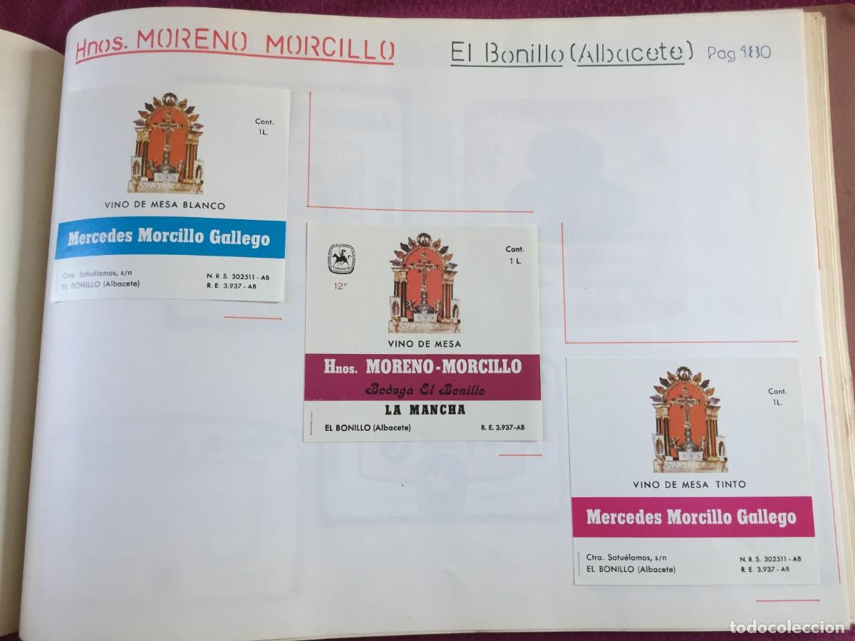 Etiquetas antiguas: 3 ETIQUETAS DE VINO TINTO HERMANOS MORCILLO DE HERMANOS MORCILLO D EL BONILLO (ALBACETE) - EN 1 HOJA