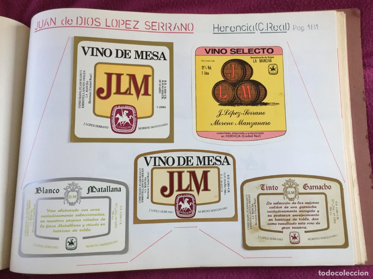 Etiquetas antiguas: 5 ETIQUETAS DE VINO TINTO JLM DE JUAN DE DIOS LOPEZ SERRANO DE HERENCIA (CIUDAD REAL) - EN 1 HOJA
