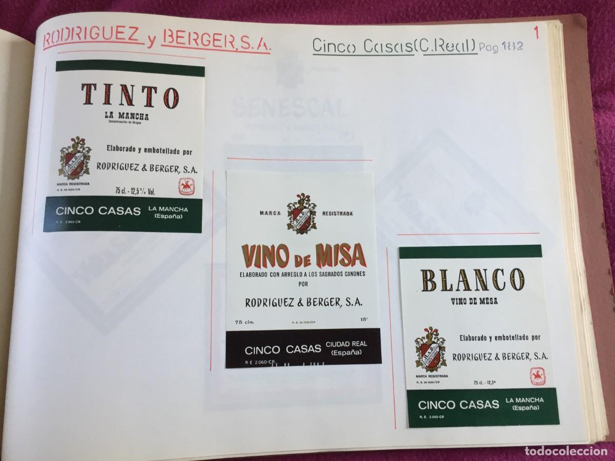 Etiquetas antiguas: 7 ETIQUETAS DE VINO TINTO LA MANCHA DE RODRIGUEZ Y BERGER DE CINCO CASAS (CIUDAD REAL) - EN 2 HOJAS