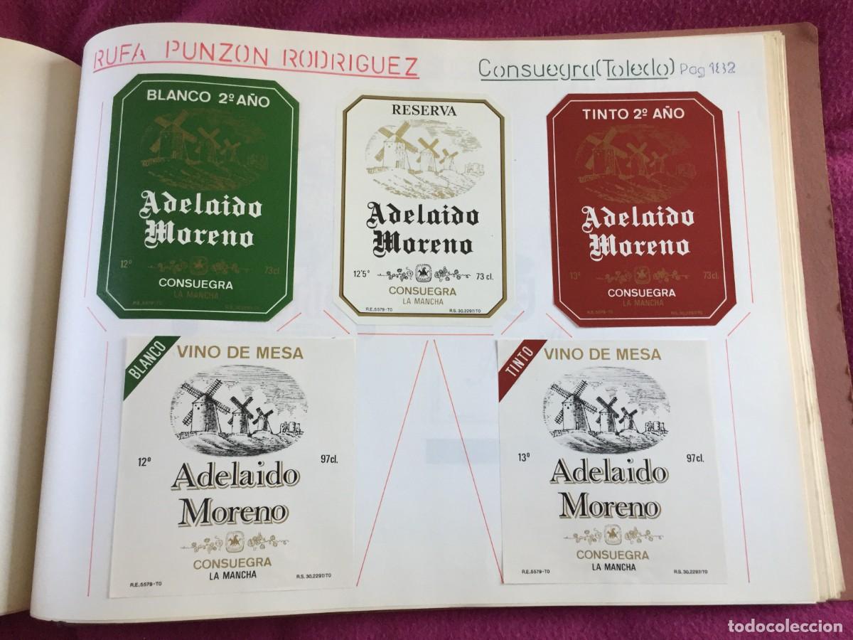 Etiquetas antiguas: 5 ETIQUETAS DE VINO TINTO DE ADELAIDO MORENO DE RUFA PUNZON DE CONSUEGRA (TOLEDO) - EN 1 HOJA