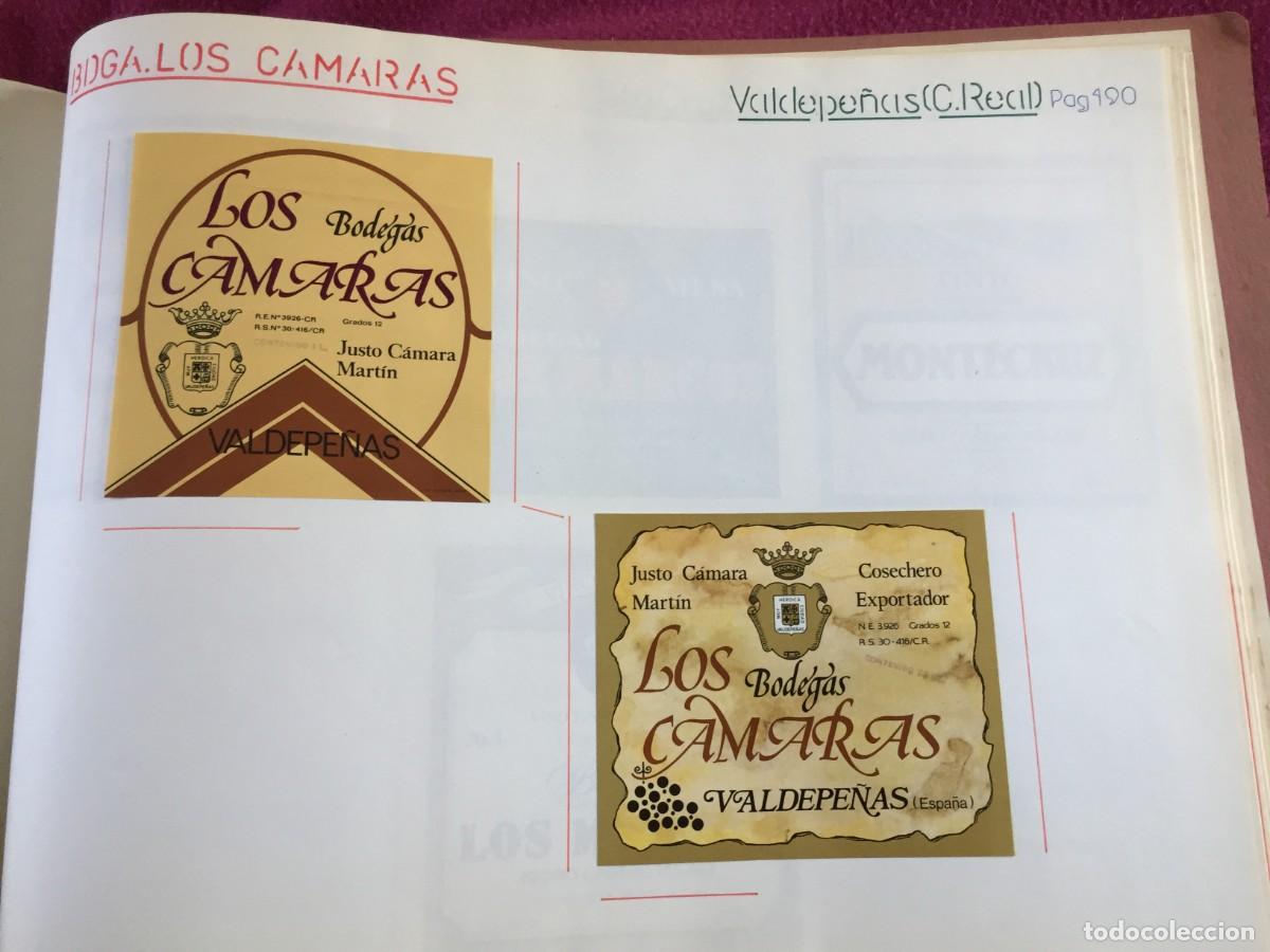 Etiquetas antiguas: 2 ETIQUETAS DE VINO DE BODEGAS LOS CAMARAS -VALDEPE&Ntilde;AS (CIUDAD REAL) - EN 1 HOJA
