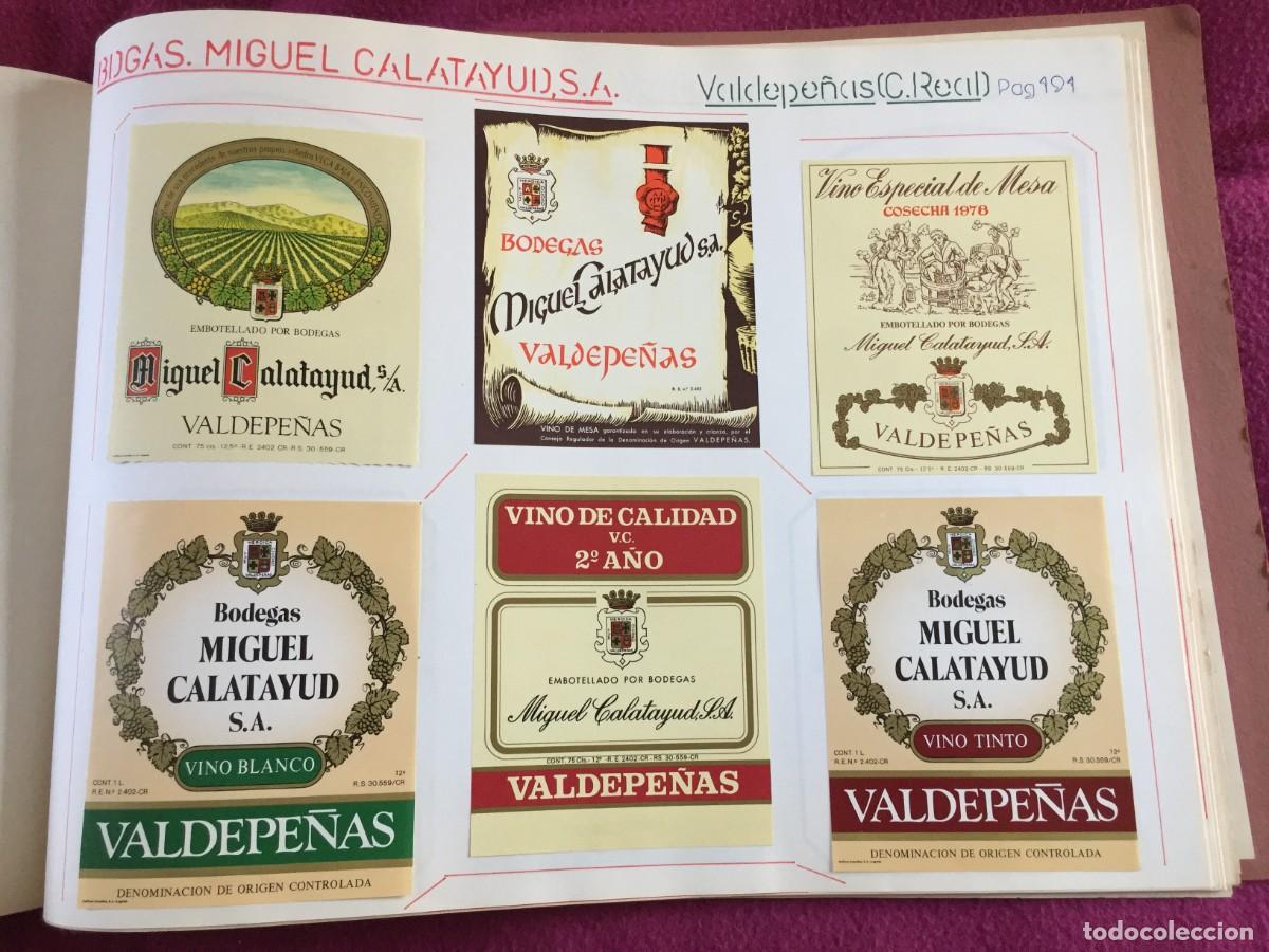Etiquetas antiguas: 6 ETIQUETAS DE VINO DE BODEGAS MIGUEL CALATAYUD - VALDEPE&Ntilde;AS (CIUDAD REAL) - EN 1 HOJA