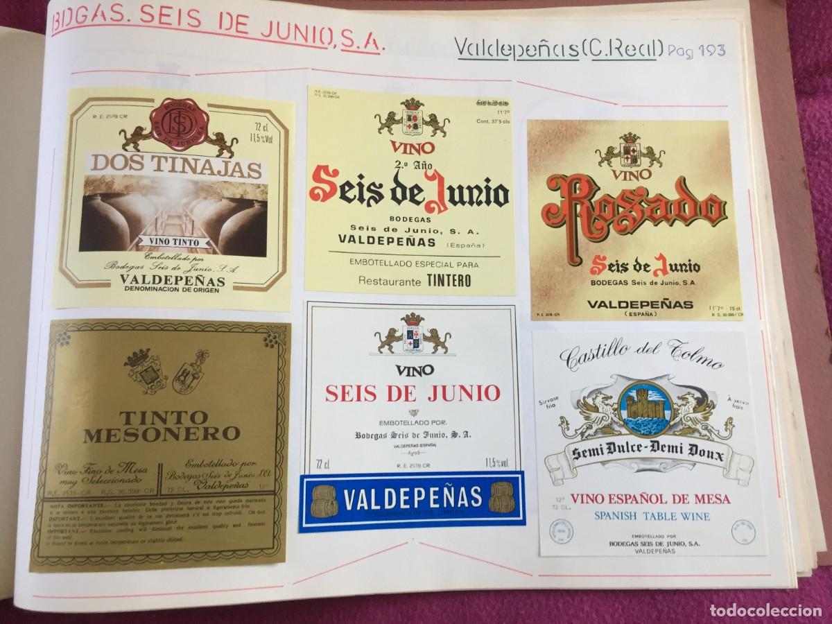 Etiquetas antiguas: 6 ETIQUETAS DE VINO TINTO MESONERO .... DE BODEGAS 6 DE JUNIO - VALDEPE&Ntilde;AS (CIUDAD REAL) - EN 1 HOJA
