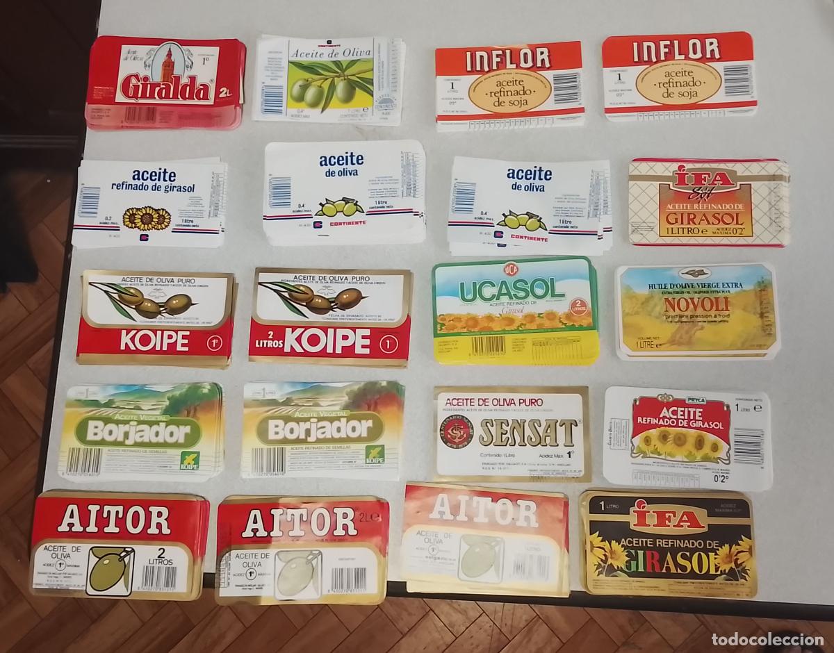 Etiquetas antiguas: 20 ETIQUETAS DISTINTAS ACEITE OLIVA GIRASOL IFA AITOR BORJADOR CONTINENTE KOIPE INFLOR GIRALDA