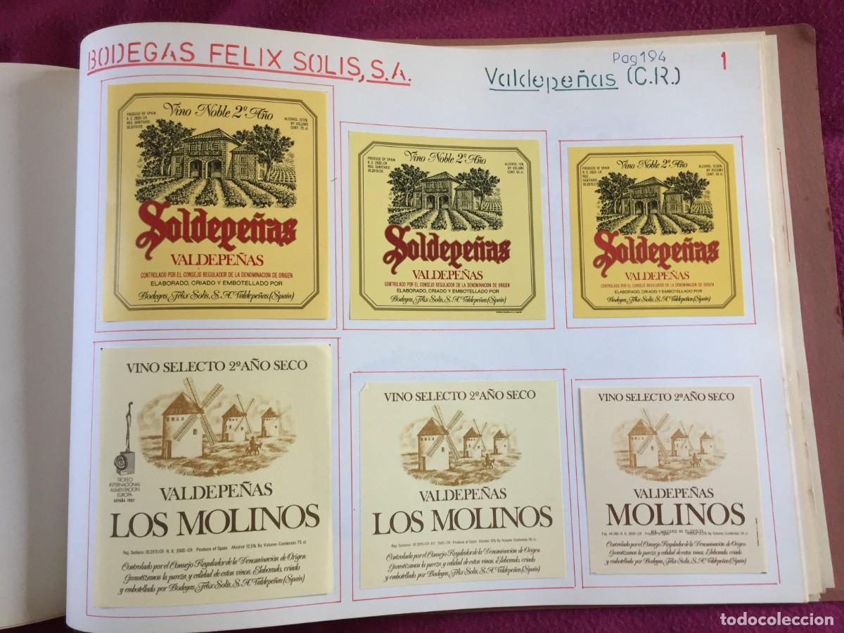 Etiquetas antiguas: 9 ETIQUETAS DE VINO TINTO LOS MOLINOS ... DE B. FELIX SOLIS - VALDEPE&Ntilde;AS (CIUDAD REAL) - EN 2 HOJAS