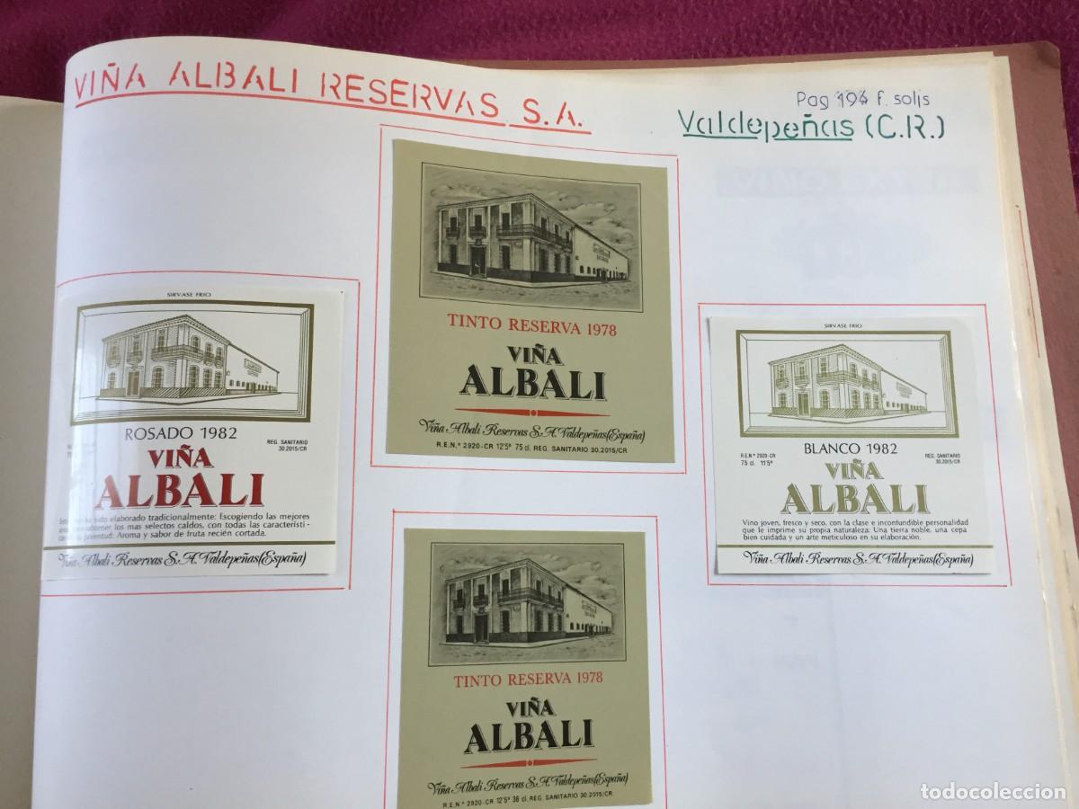 Etiquetas antiguas: 4 ETIQUETAS DE VINO TINTO ALBALI ... DE B. FELIX SOLIS - VALDEPE&Ntilde;AS (CIUDAD REAL) - EN 1 HOJA