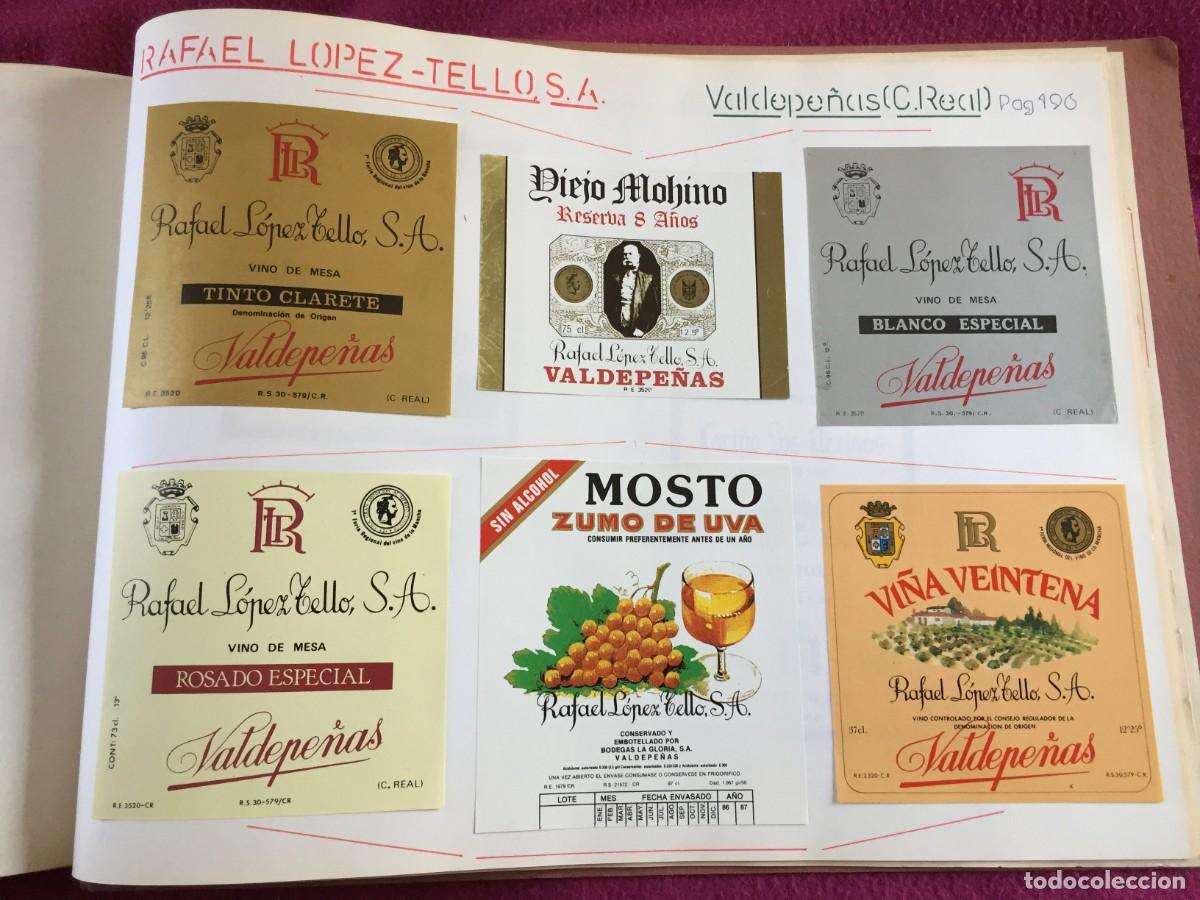Etiquetas antiguas: 6 ETIQUETAS DE VINO TINTO RAFAEL LOPEZ TELLO - VALDEPE&Ntilde;AS (CIUDAD REAL) - EN 1 HOJA