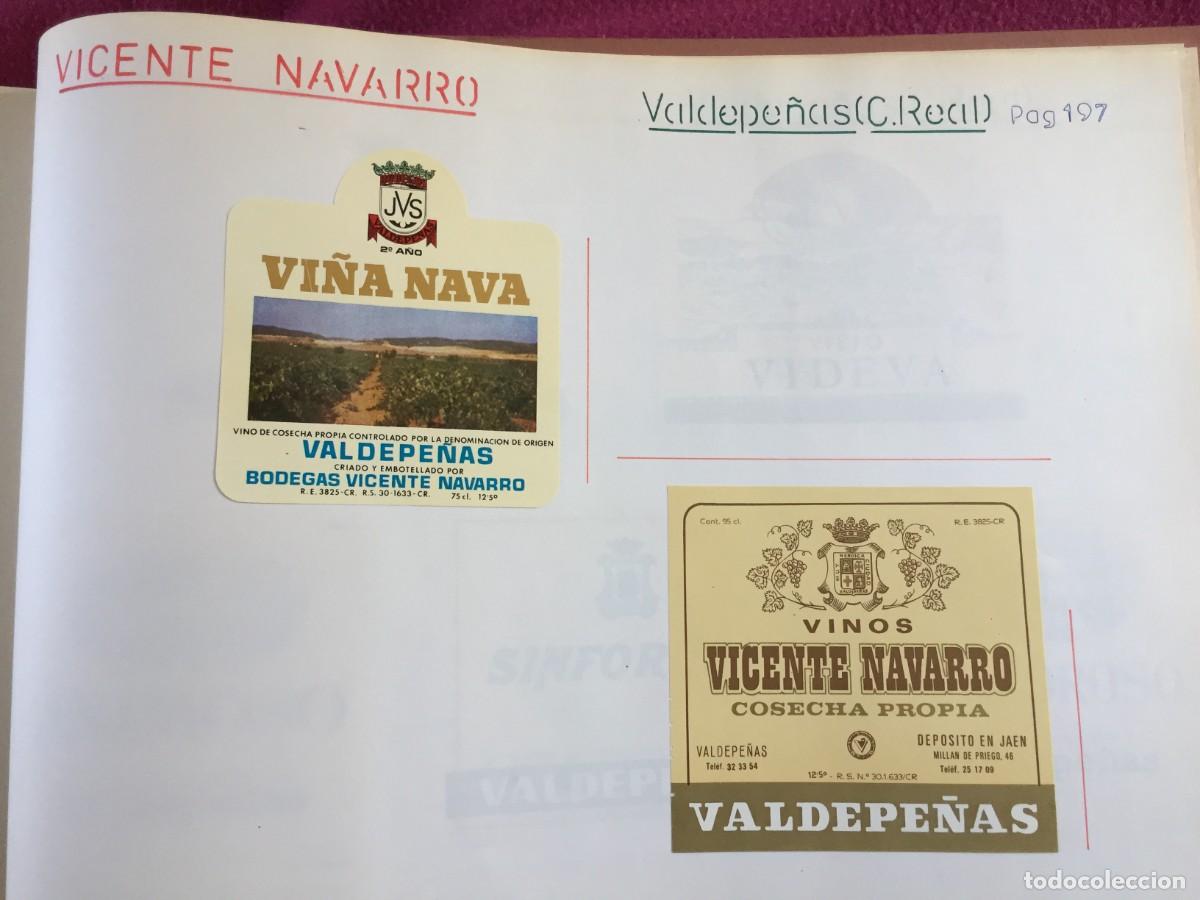 Etiquetas antiguas: 6 ETIQUETAS DE VINO TINTO DE BODEGAS VICENTE NAVARRO - VALDEPE&Ntilde;AS (CIUDAD REAL) - EN 1 HOJA