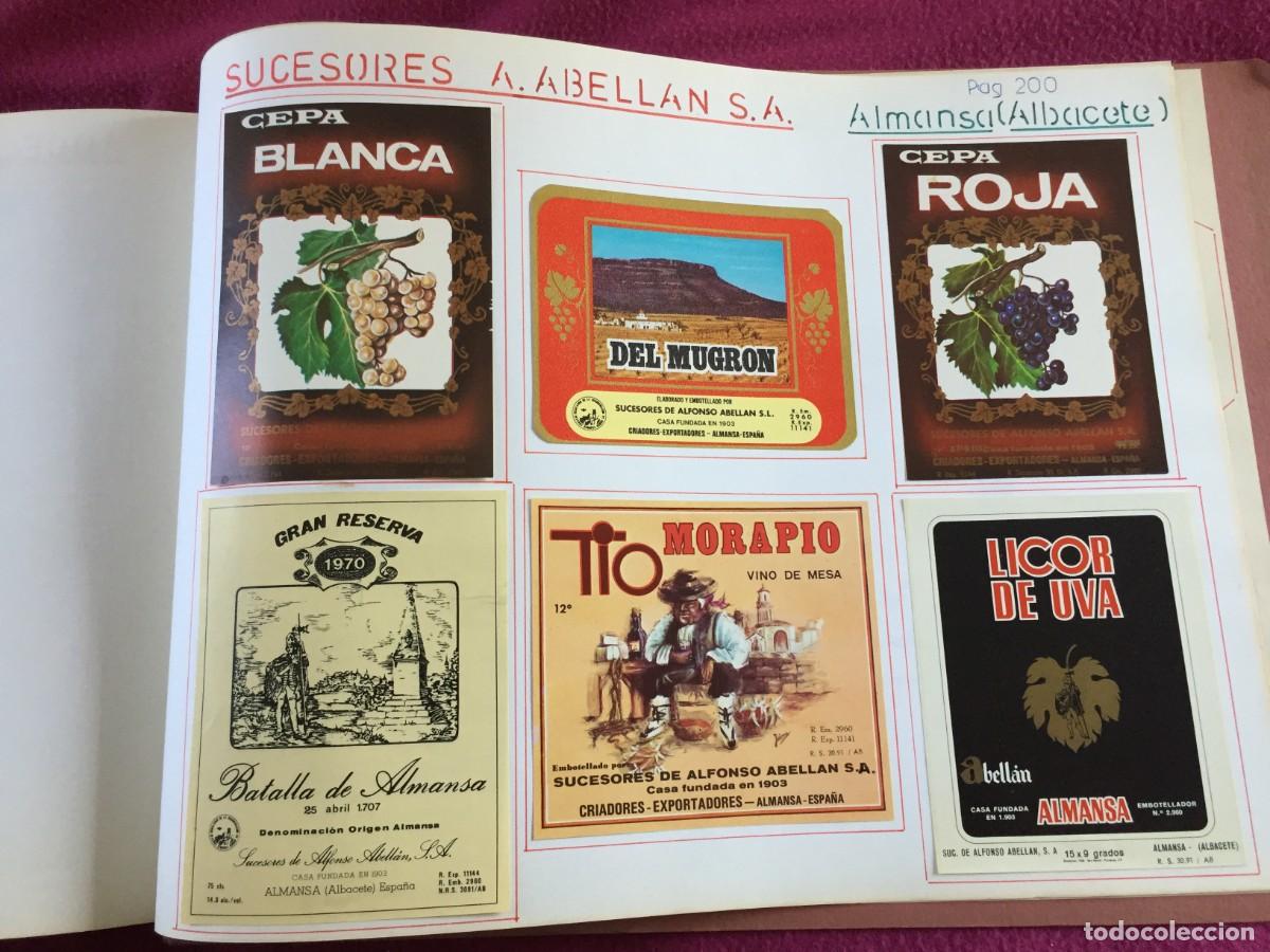 Etiquetas antiguas: 6 ETIQUETAS DE VINO SUCESORES DE ABELLAN S.A DE ALMANSA - ALMANSA (ALBACETE) - EN 1 HOJA