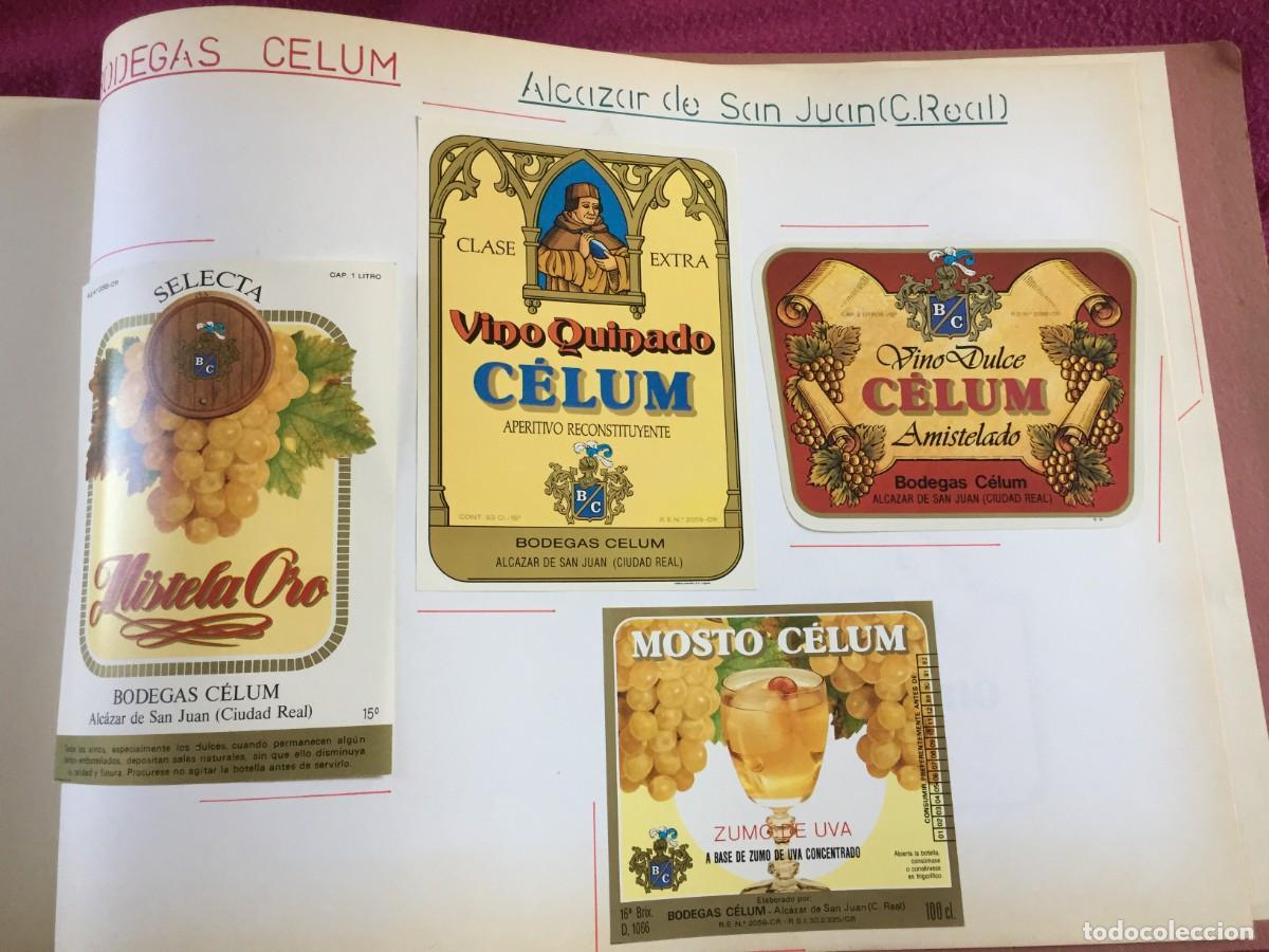 Etiquetas antiguas: 5 ETIQUETAS DE VINO DE BODEGAS CELUM - ALCAZAR DE SAN JUAN (CIUDAD REAL) - EN 1 HOJA