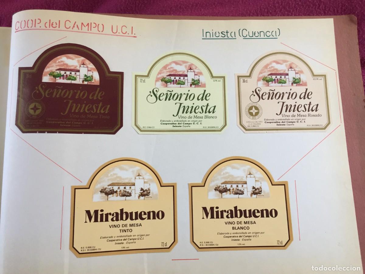 Etiquetas antiguas: 5 ETIQUETAS DE VINO DE SE&Ntilde;ORIA DE INIESTA - INIESTA (CUENCA) - EN 1 HOJA