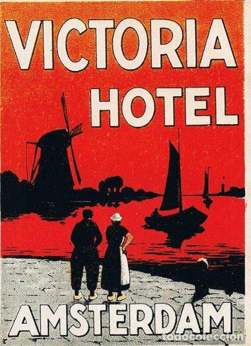 Etiquetas antiguas: ETIQUETA VICTORIA HOTEL, AMSTERDAM.