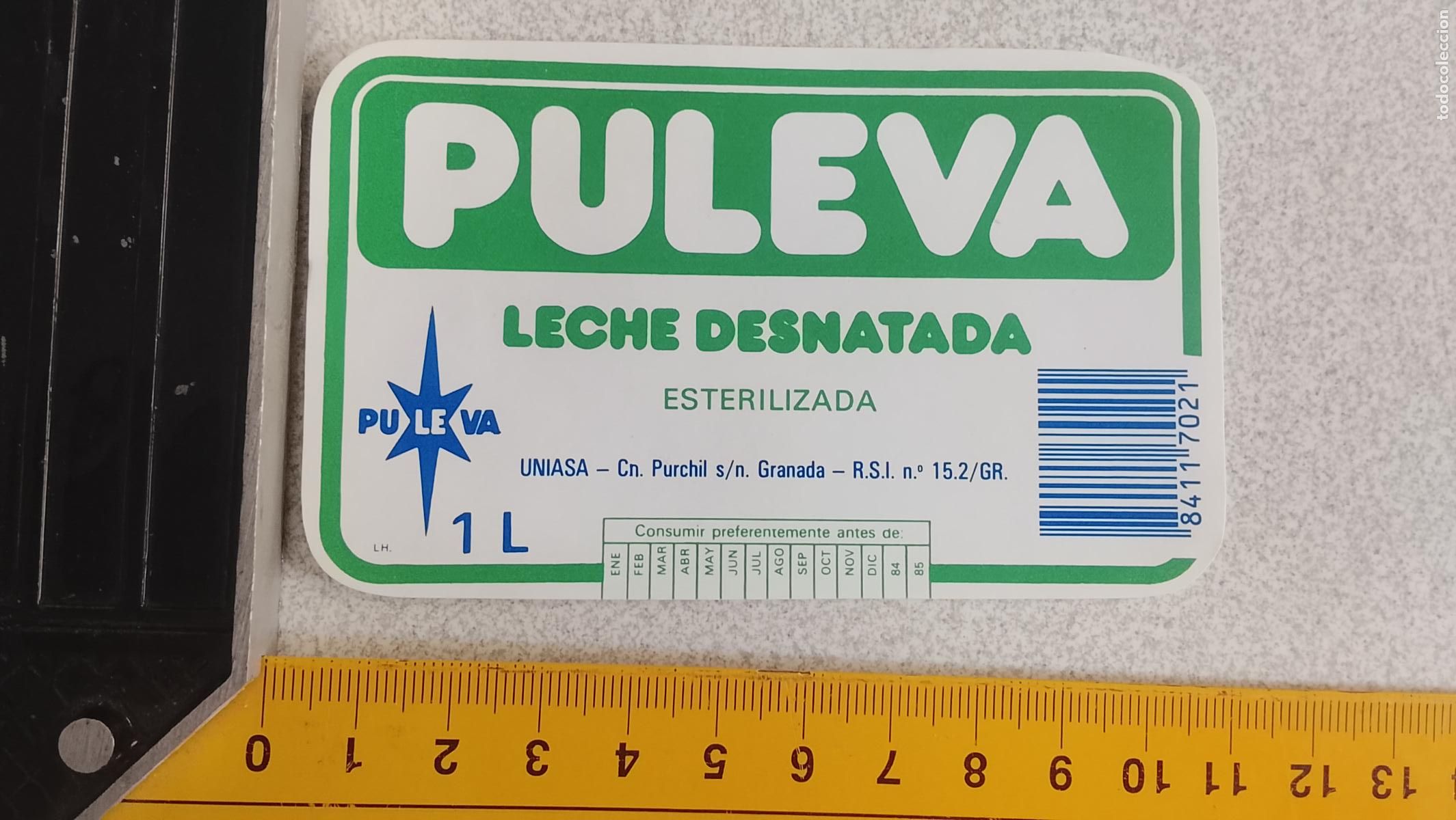 Etiquetas antiguas: ANTIGUA DIFICIL ETIQUETA LECHE PULEVA 1984 1985 BATIDO LECHE DESNATADA UNIASA ESTERELIZADA 1 LITRO &ccedil;