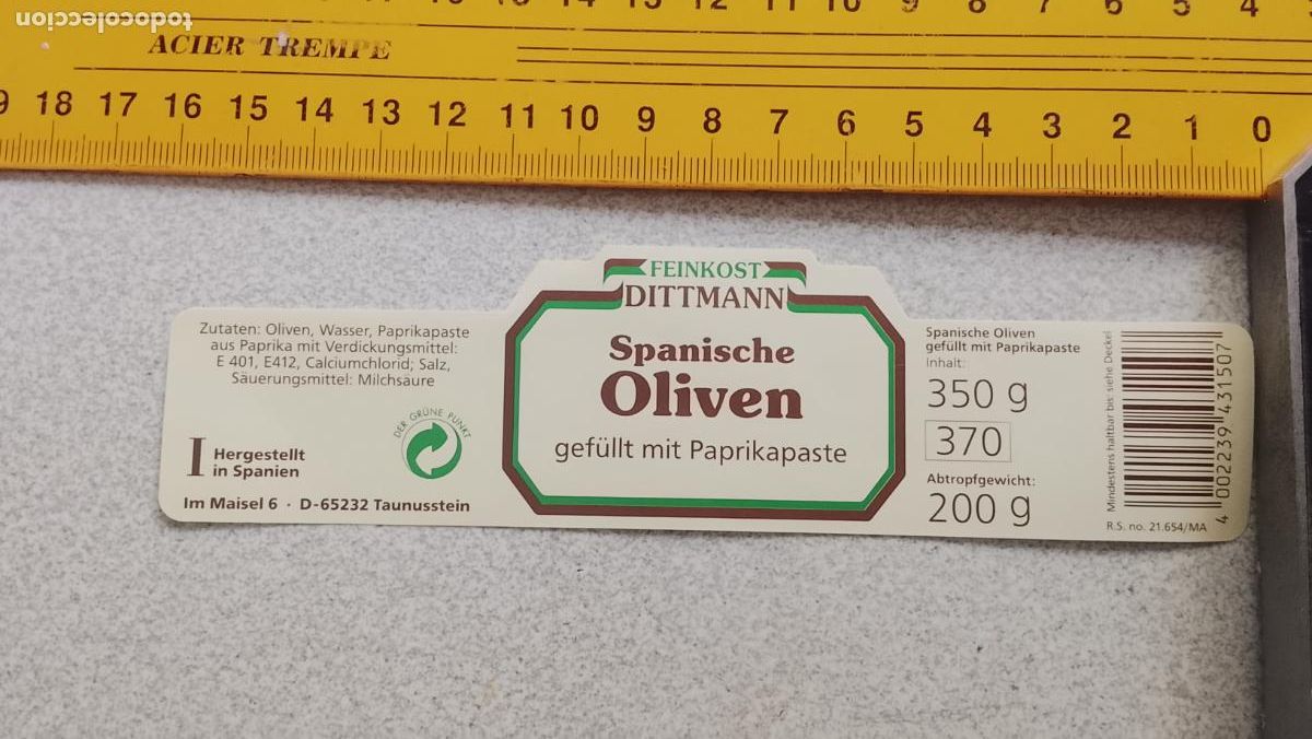 Etiquetas antiguas: ETIQUETA ACEITUNAS O ACEITE - ACEITUNAS DITTMANN