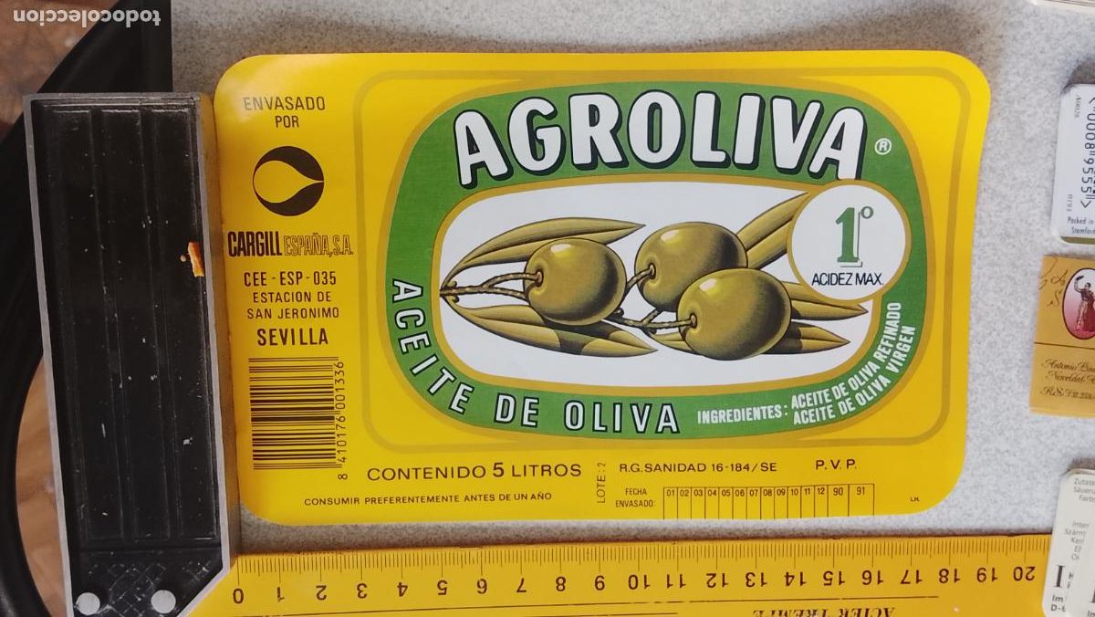 Etiquetas antiguas: ETIQUETA ACEITUNAS O ACEITE - ACEITE DE OLIVA AGROLIVA ESTACION DE SAN GERONIMO SEVILLA