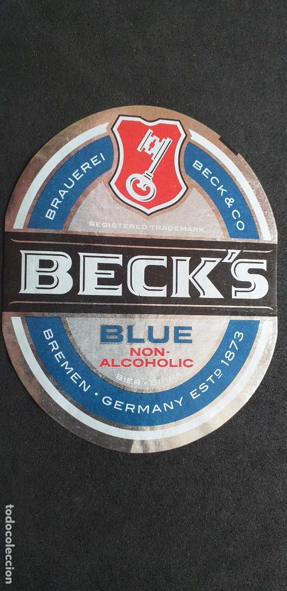 Etiquetas antiguas: CERVEZA-V9ET-XXVIII-ETIQUETAS-BECK'S-BLUE