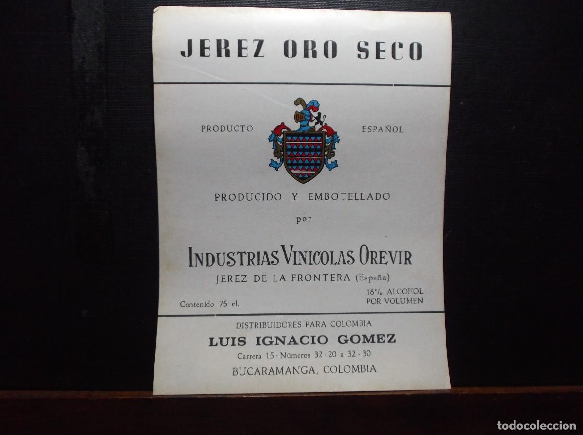 Etiquetas antiguas: ETIQUETA DE INDUSTRIAS VINICOLAS OREVIR- JEREZ DE LA FRONTERA.