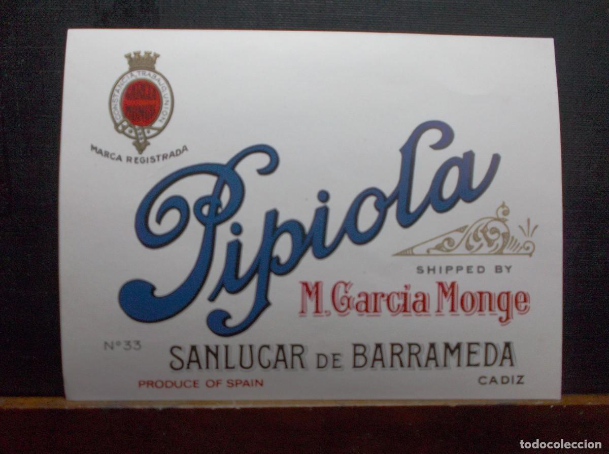 Etiquetas antiguas: ETIQUETA DE LA BODEGA MANUEL GARCIA MONGE, S.A. JEREZ-XEREZ - SHERRY - SANLUCAR DE BARRAMEDA.
