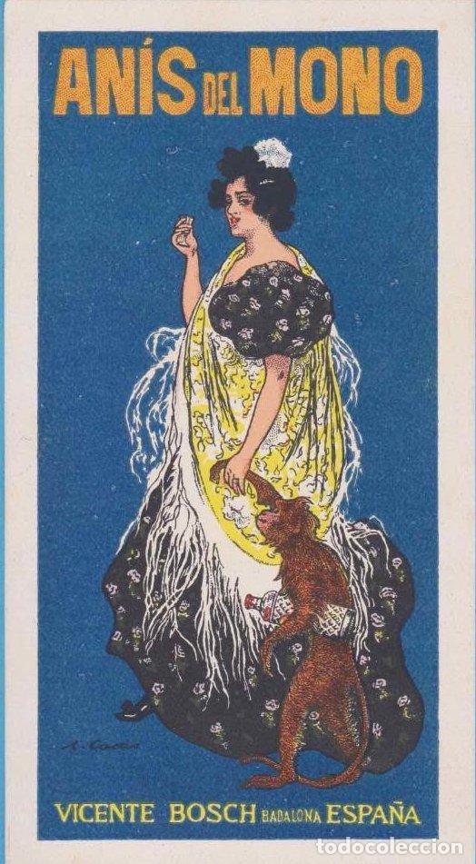 Etiquetas antiguas: AN&Iacute;S DEL MONO. RAMON CASAS. VICENTE BOSCH, BADALONA, ESPA&Ntilde;A. FONDO AZUL