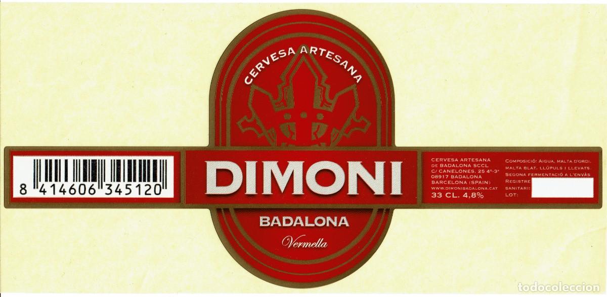 Etiquetas antiguas: ETIQUETA CERVEZA DIMONI