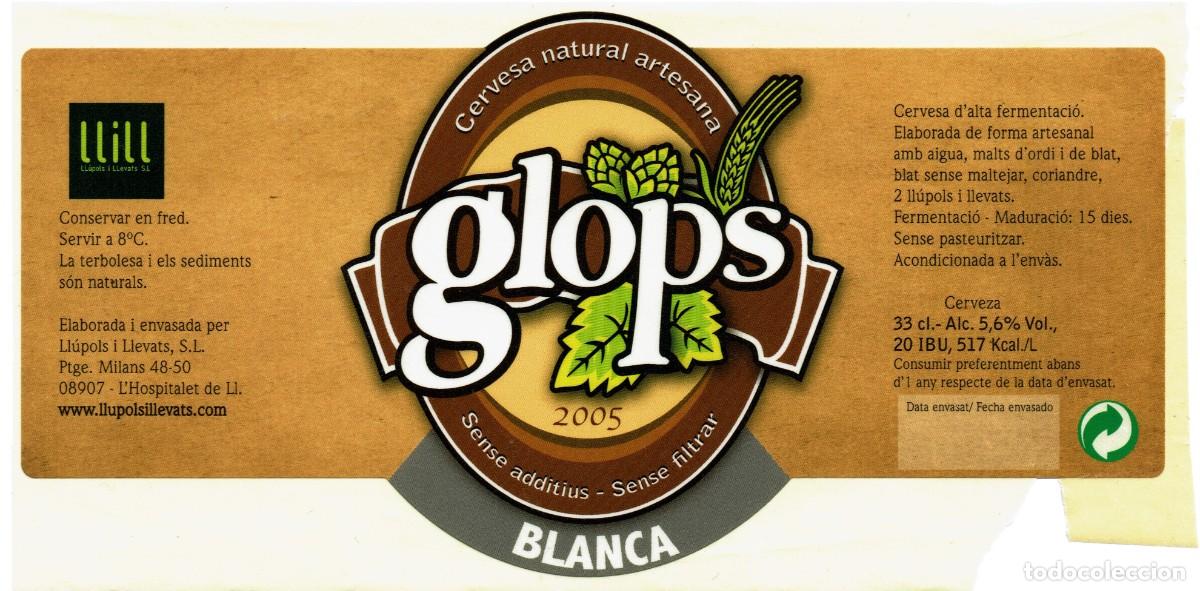 Etiquetas antiguas: ETIQUETA CERVEZA ARTESANA GLOPS