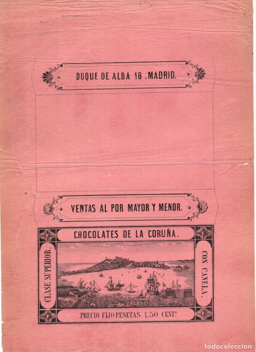 Etiquetas antiguas: ENVOLTORIO DE CHOCOLATE, CHOCOLATES DE LA CORU&Ntilde;A.
