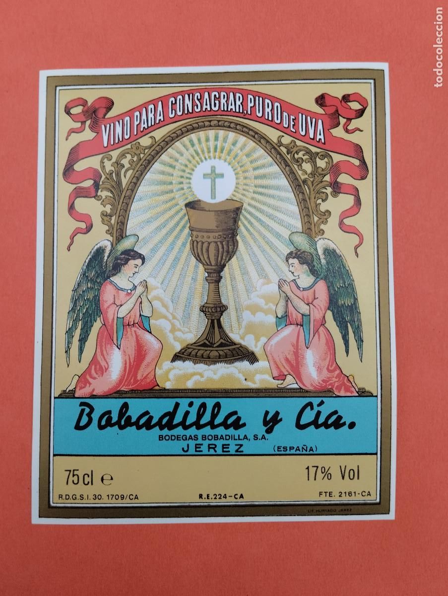 Etiquetas antiguas: ETIQUETA VINO BOBADILLA Y Cia.