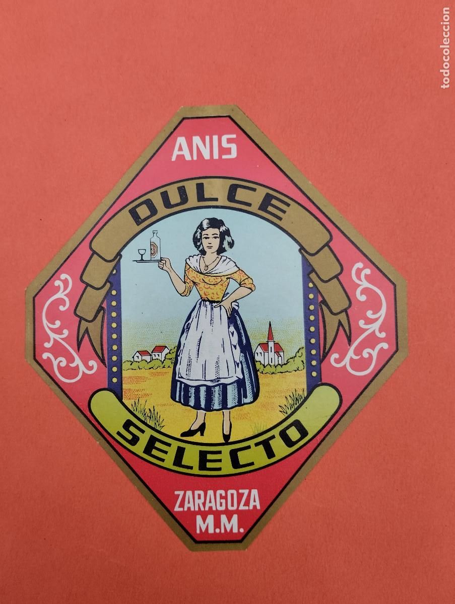 Etiquetas antiguas: ETIQUETA ANIS DULCE ZARAGOZA M.M.