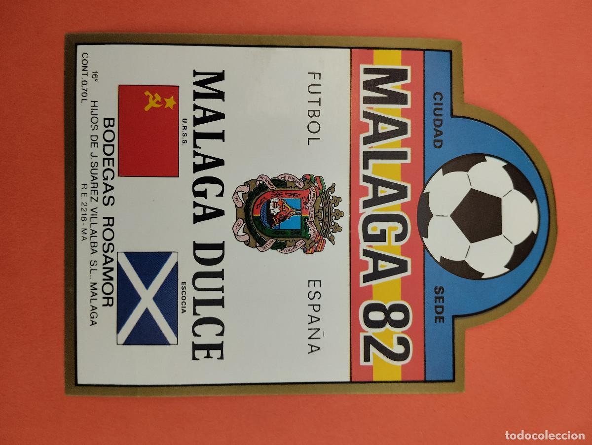 Etiquetas antiguas: ETIQUETA VINO MALAGA DULCE MUNDIAL FUTBOL 82 MALAGA CIUDAD SEDE.