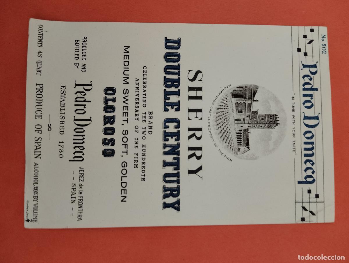 Etiquetas antiguas: ETIQUETA SHERRY PEDRO DOMECQ JEREZ DE LA FRONTERA