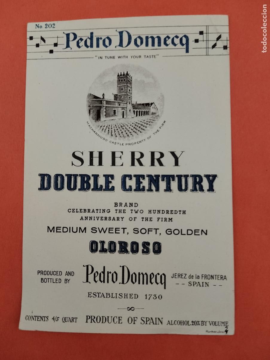Etiquetas antiguas: ETIQUETA SHERRY PEDRO DOMECQ JEREZ DE LA FRONTERA