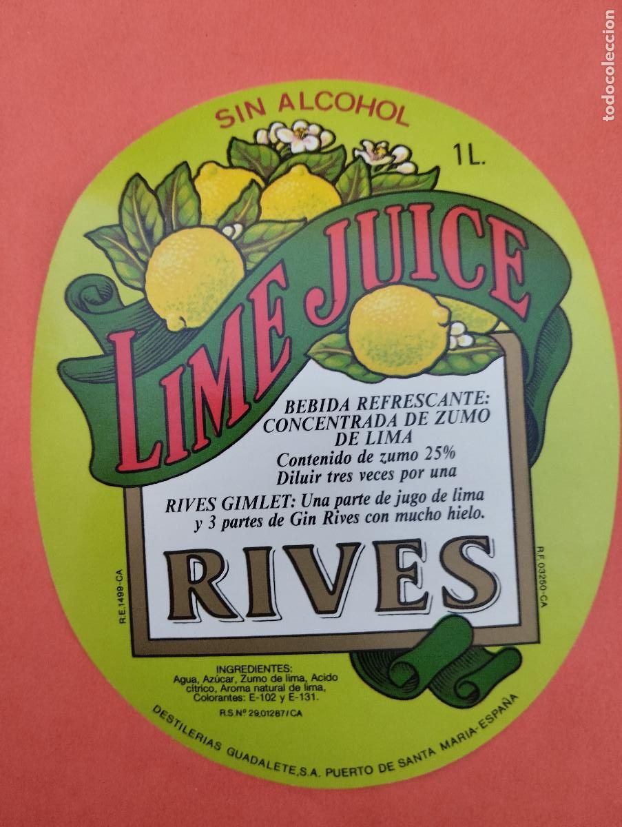 Etiquetas antiguas: ETIQUETA LIME JUICE RIVES PUERTO DE SANTA MARIA