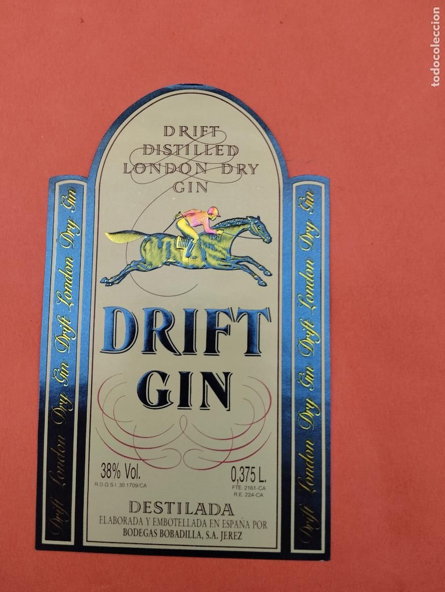 Etiquetas antiguas: ETIQUETA DRIFT GIN BOBADILLA S.A. JEREZ