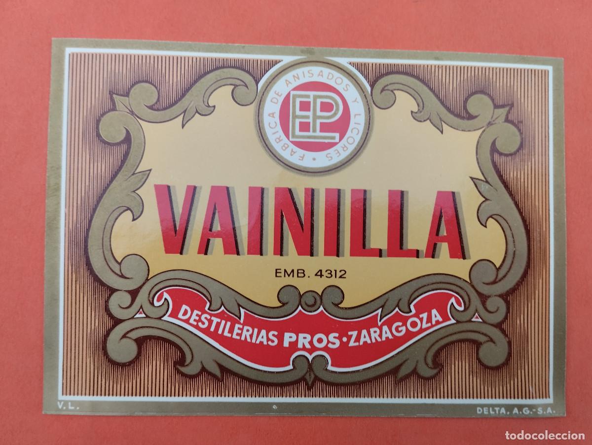 Etiquetas antiguas: ETIQUETA VAINILLA ANISADOS LICORES. ZARAGOZA.
