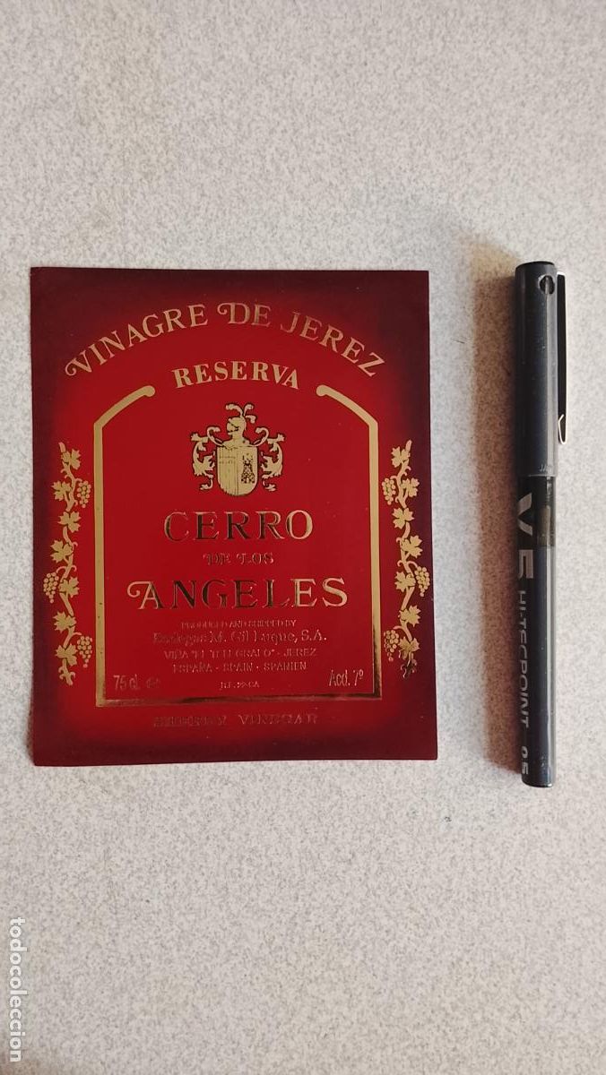 Etiquetas antiguas: HAGA SU OFERTA - ETIQUETA CERRO DE LOS ANGELES VINAGRE