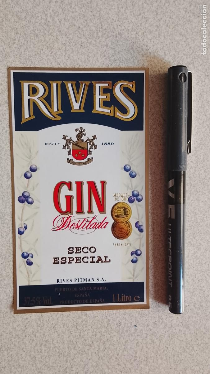 Etiquetas antiguas: HAGA SU OFERTA - ETIQUETA .- GIN RIVES DESTILADA