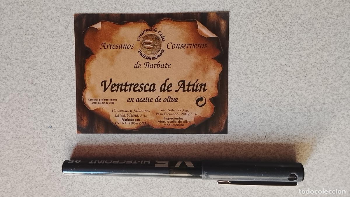 Etiquetas antiguas: HAGA SU OFERTA - ETIQUETA .- PEGATINA VENTRESCA DE ATUN ENACEITE DE OLIVA BARBATE CADIZ