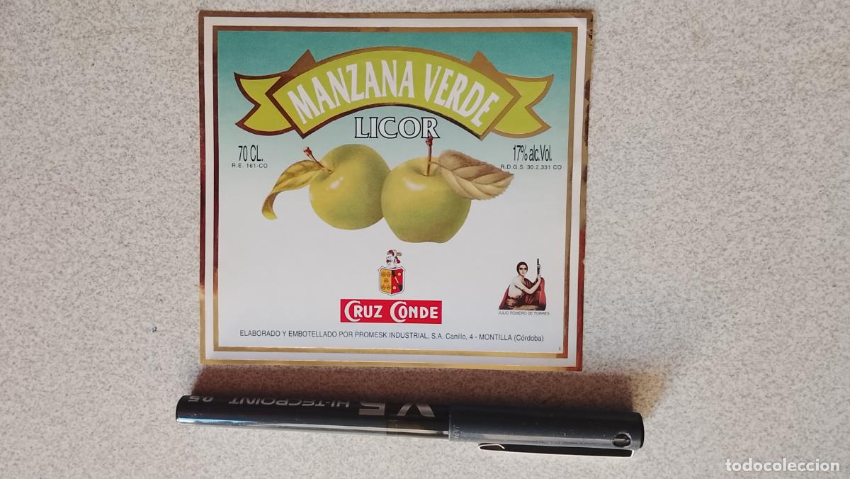Etiquetas antiguas: HAGA SU OFERTA - ETIQUETA .- MANZANA VERDE LICOR CRUZ CONDE
