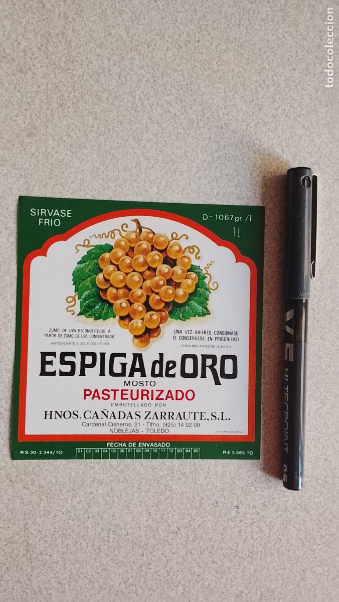 Etiquetas antiguas: HAGA SU OFERTA - ETIQUETA .- MOSTO ZUMO DE UVAS ESPIGA DE ORO CA&Ntilde;ADAS ZARRAUTE