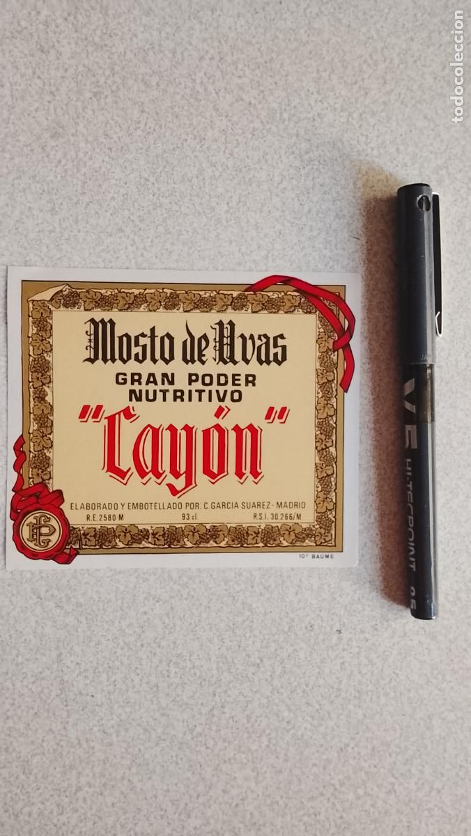 Etiquetas antiguas: HAGA SU OFERTA - ETIQUETA .- MOSTO DE UVAS LAYON GARCIA SUAREZ MADRID
