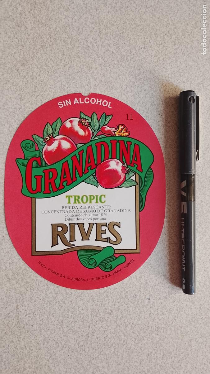 Etiquetas antiguas: HAGA SU OFERTA - ETIQUETA DE BOTELLA DE BEBIDA - RIVES GRANADINA TROPIC