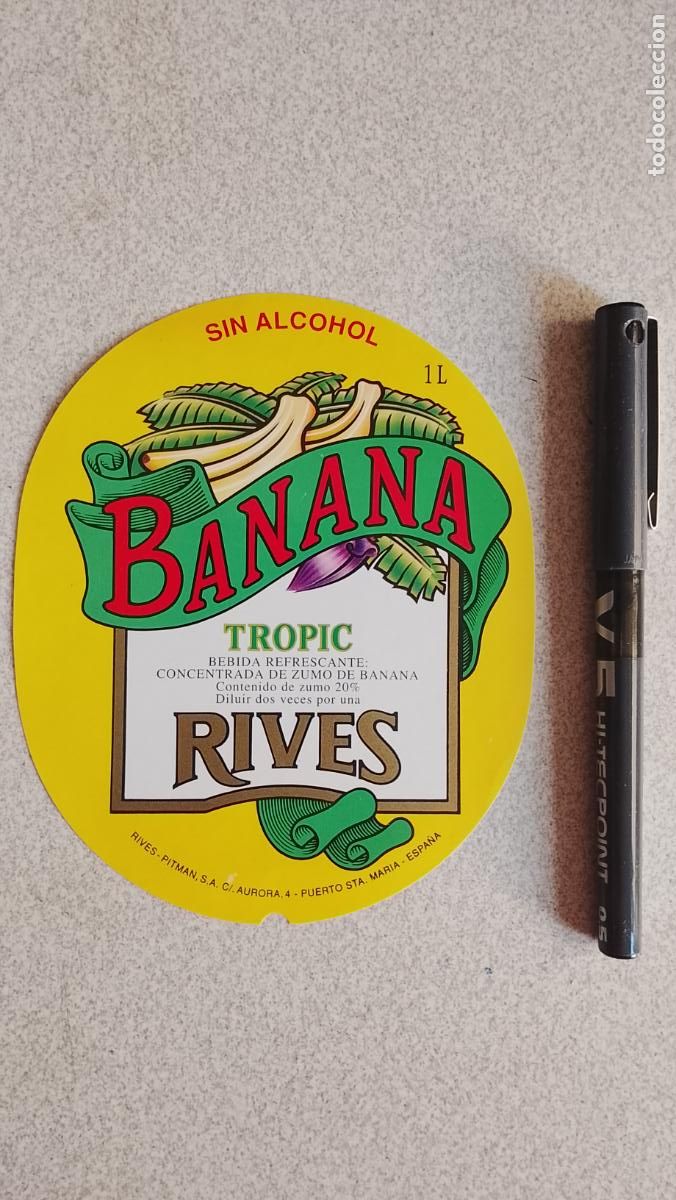 Etiquetas antiguas: HAGA SU OFERTA - ETIQUETA DE BOTELLA DE BEBIDA - RIVES BANANA TROPIC
