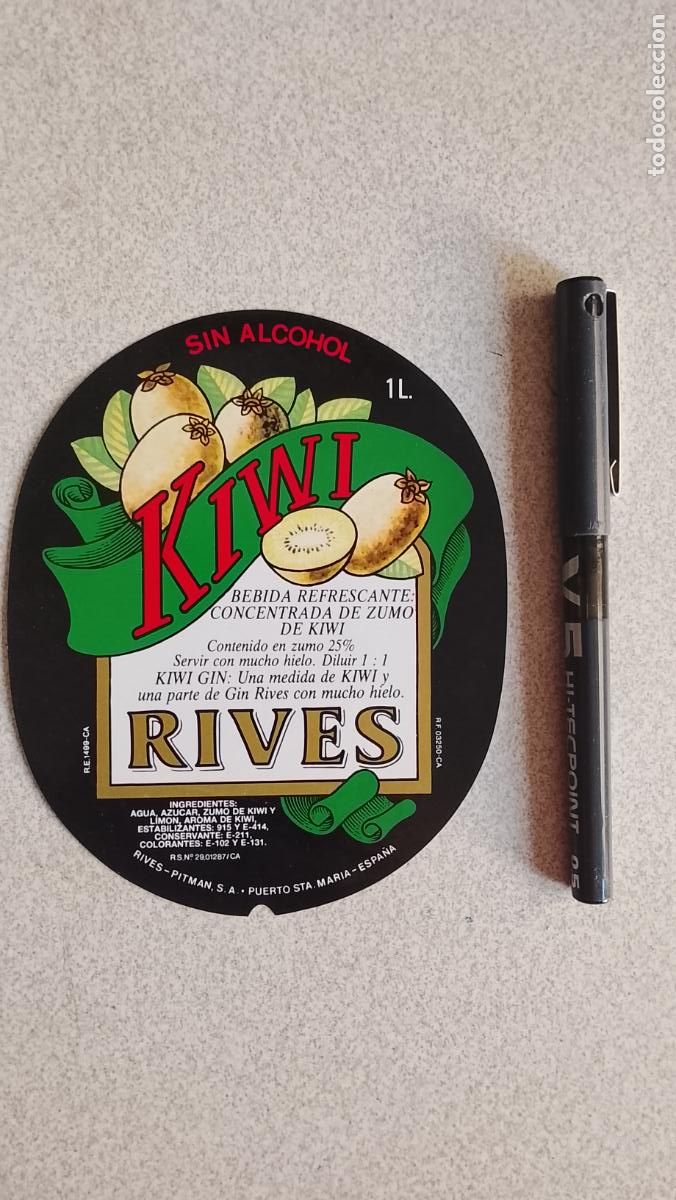 Etiquetas antiguas: HAGA SU OFERTA - ETIQUETA DE BOTELLA DE BEBIDA - RIVES KIWI TROPIC